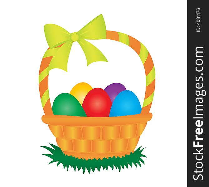 Easter basket with coloured eggs