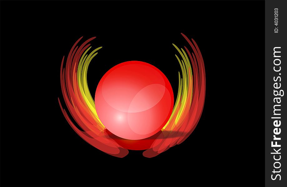 black red yellow 3d wing ball