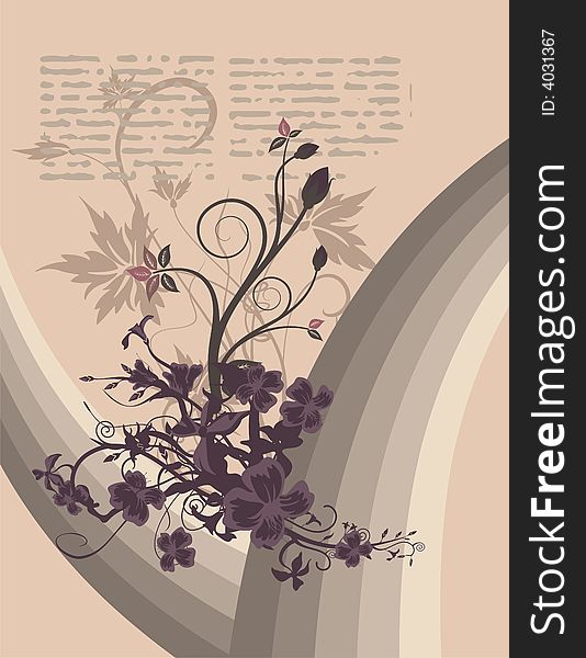 Modern floral background with waves, element for design, vector illustration series.