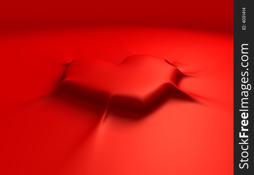 Rendered sticky red heart on red background