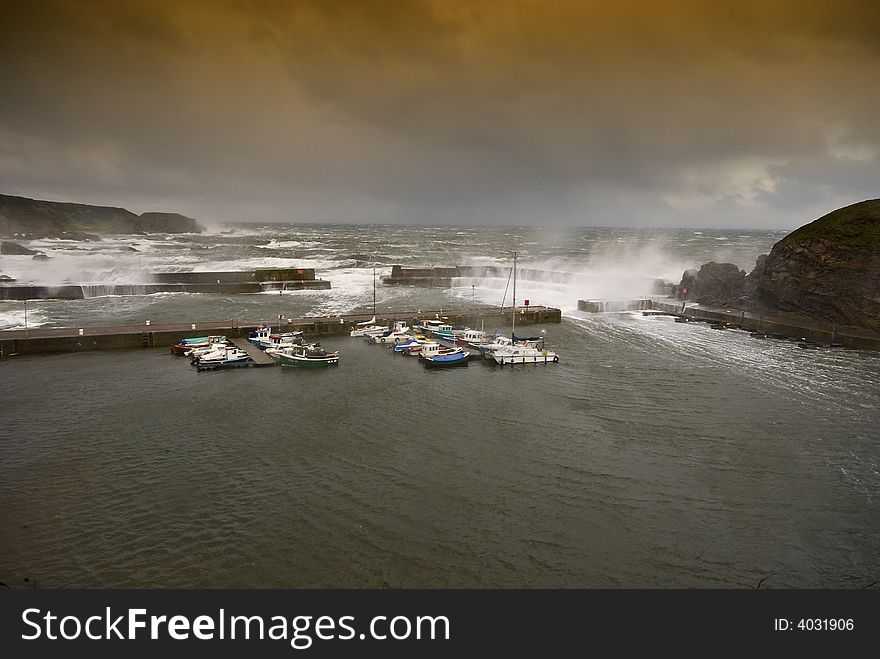 Stormy Sea, Boats,Fishing boats, port. Stormy Sea, Boats,Fishing boats, port