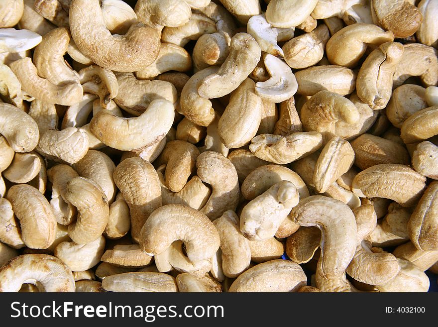Display of closeup of cashewnuts