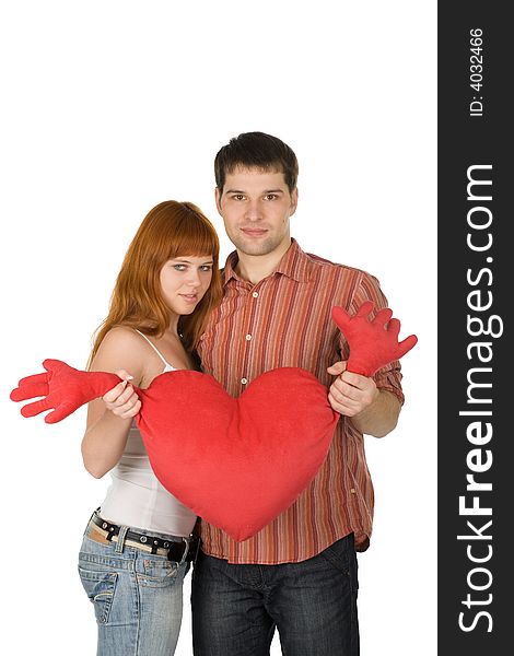 A young couple with lovely heart shape