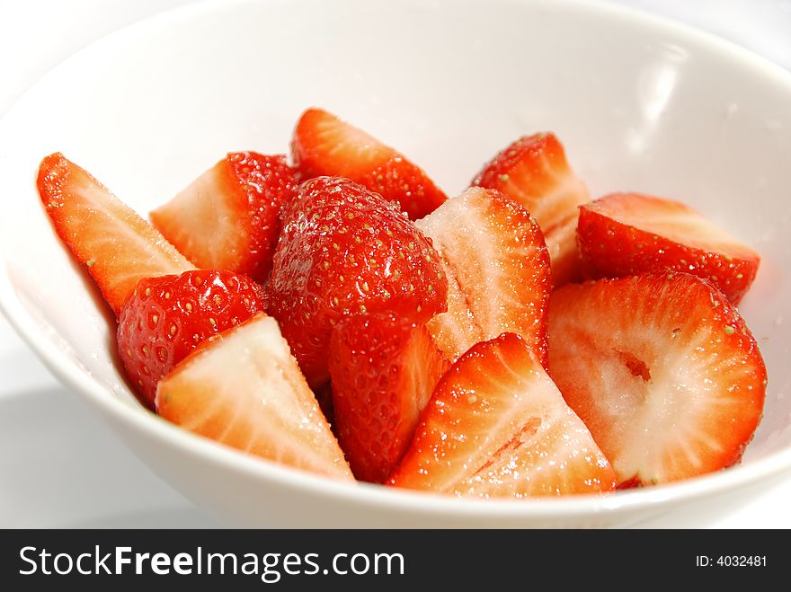 Delicious bowl of fresh strawberries with sugar. Delicious bowl of fresh strawberries with sugar