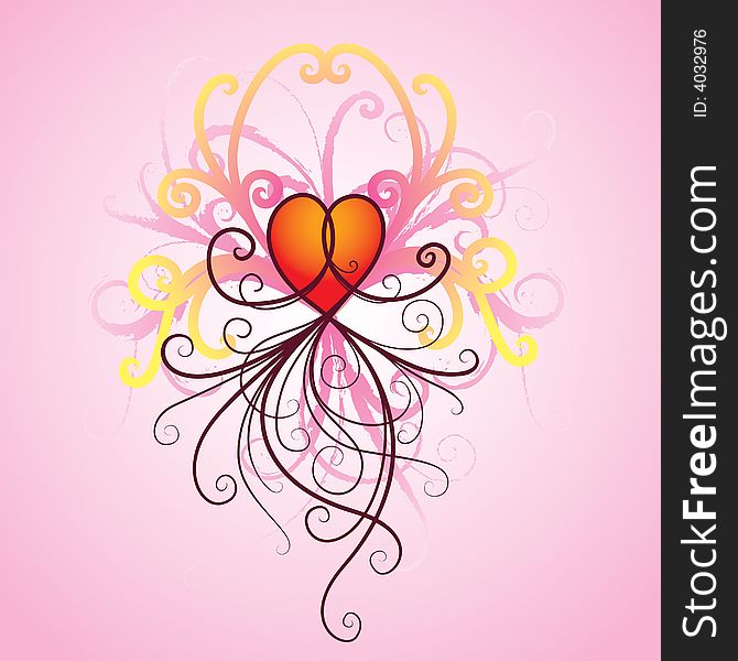 Vector background with heart and ornament