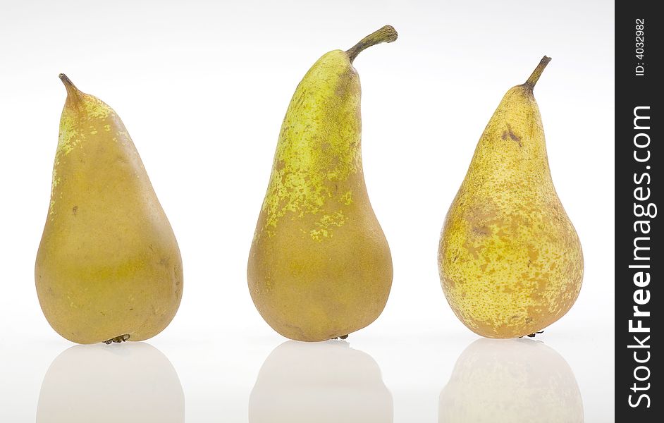 Tree pears on white background