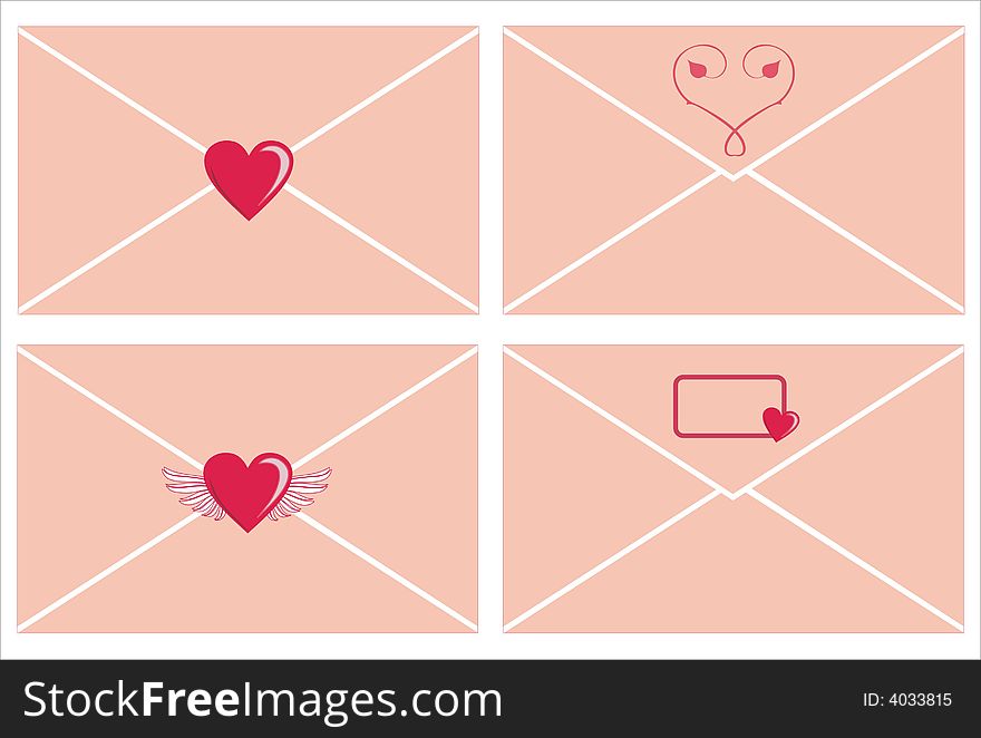 Set Of Valentine Envelops