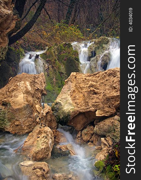 Waterfall in Bulgarian forest, Balkans