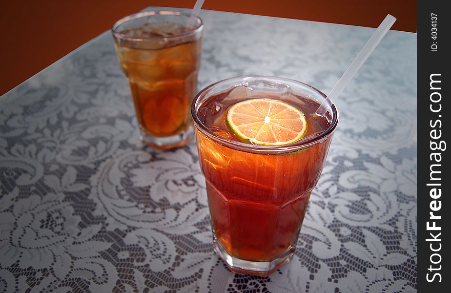 Cold, refreshing iced tea served at a restaurant. Cold, refreshing iced tea served at a restaurant.