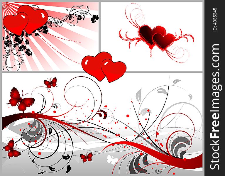 Abstract floral background on St. Valentine Day's theme. A vector format is added. Suits well for a postcard or background. Abstract floral background on St. Valentine Day's theme. A vector format is added. Suits well for a postcard or background