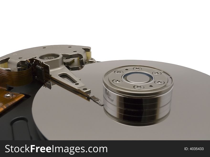 Hard disk drive on white background