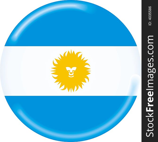 Art illustration: round medal with the flag of argentina