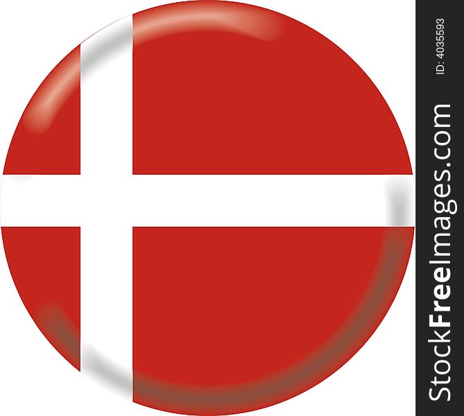 Art illustration: round medal with the flag of denmark