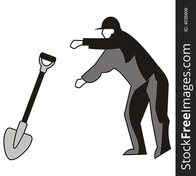 Man and shovel