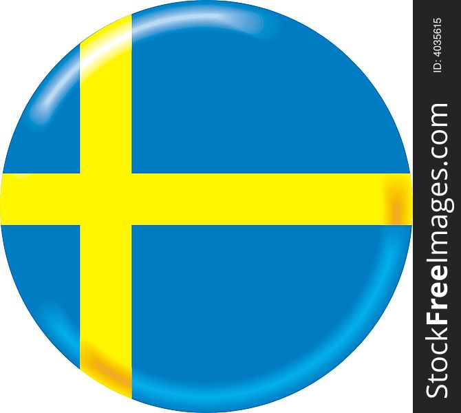 Art illustration: round medal with the flag of sweden