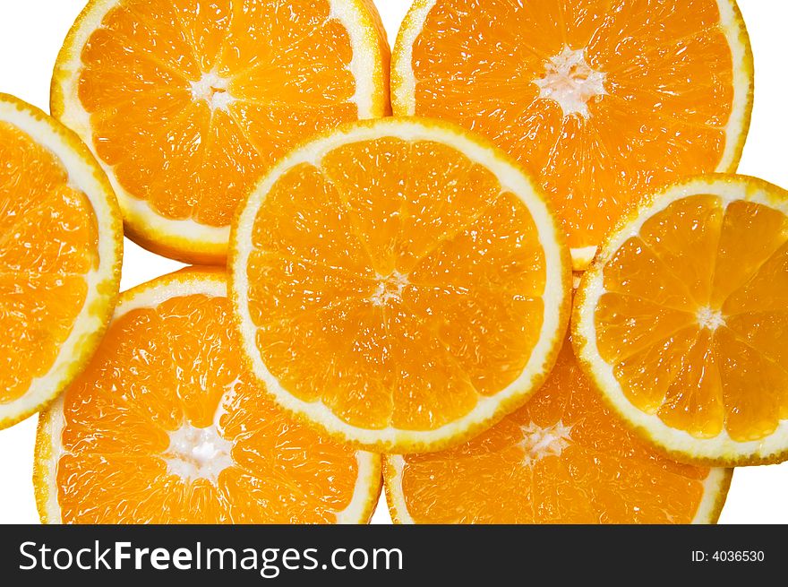 Sliced orange isolated on white background. Sliced orange isolated on white background