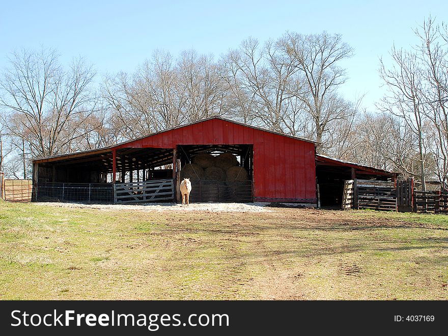 Photographed animal barn shed at rural Georgia.