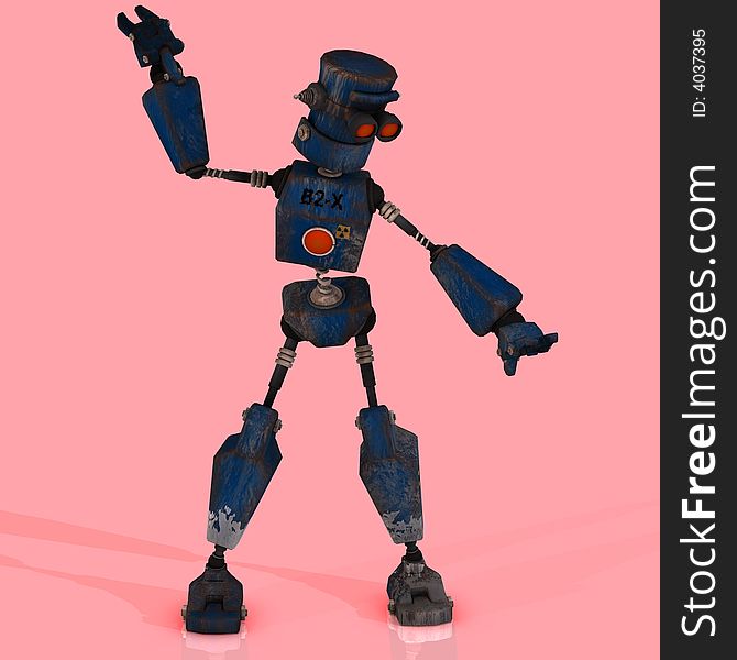 Futuristic cartoon roboter making funny moves Image contains a Clipping Path. Futuristic cartoon roboter making funny moves Image contains a Clipping Path