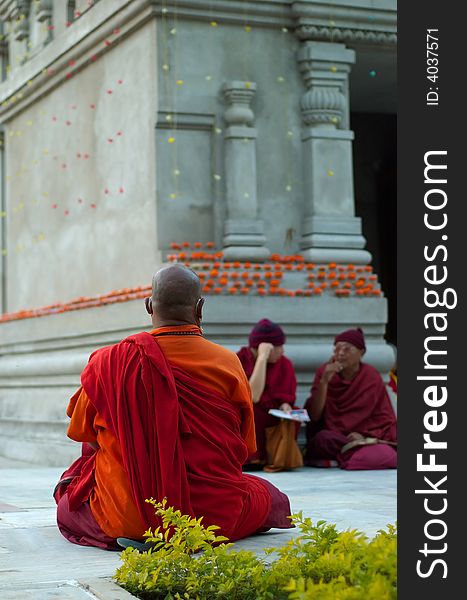 Buddhistic monk near Mahabodhi temple