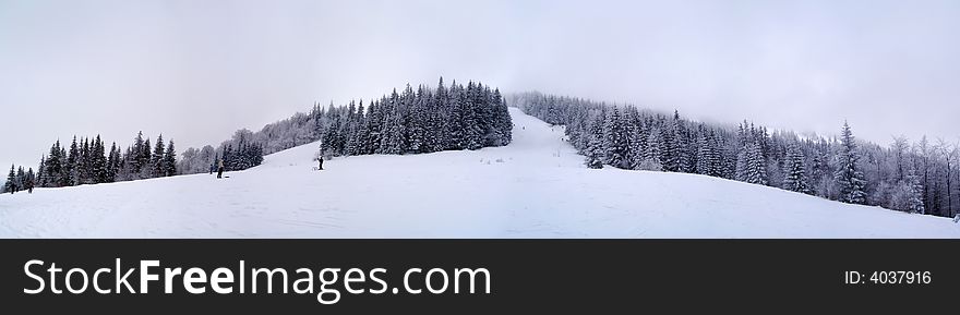 Winter in Carpathian Mountains, panorama