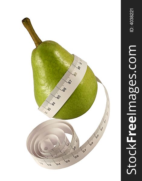 Pear with centimeter isolated on white