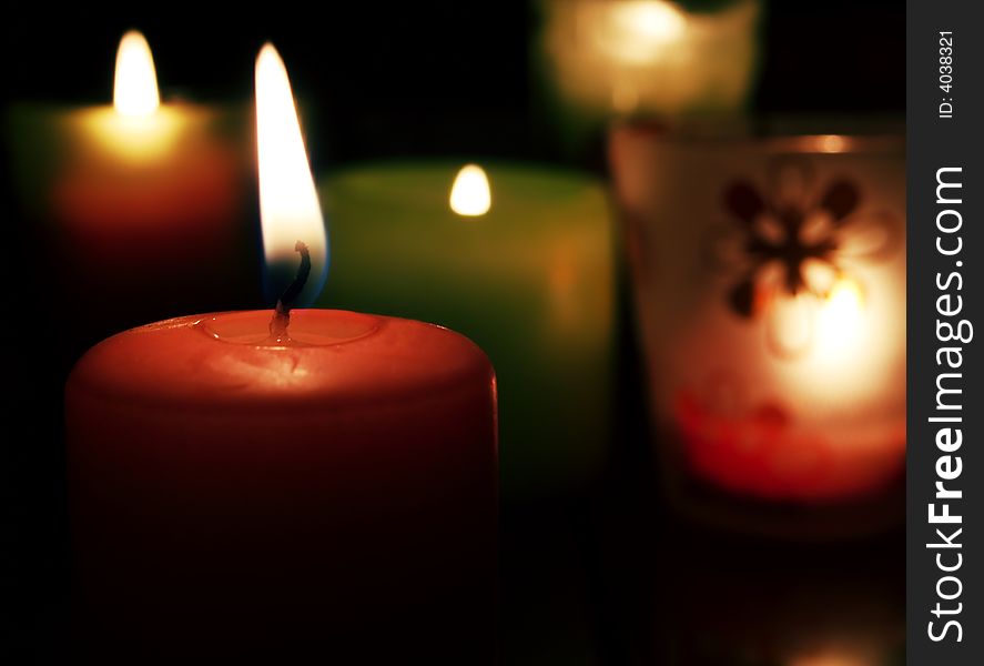Decorative candles in the dark