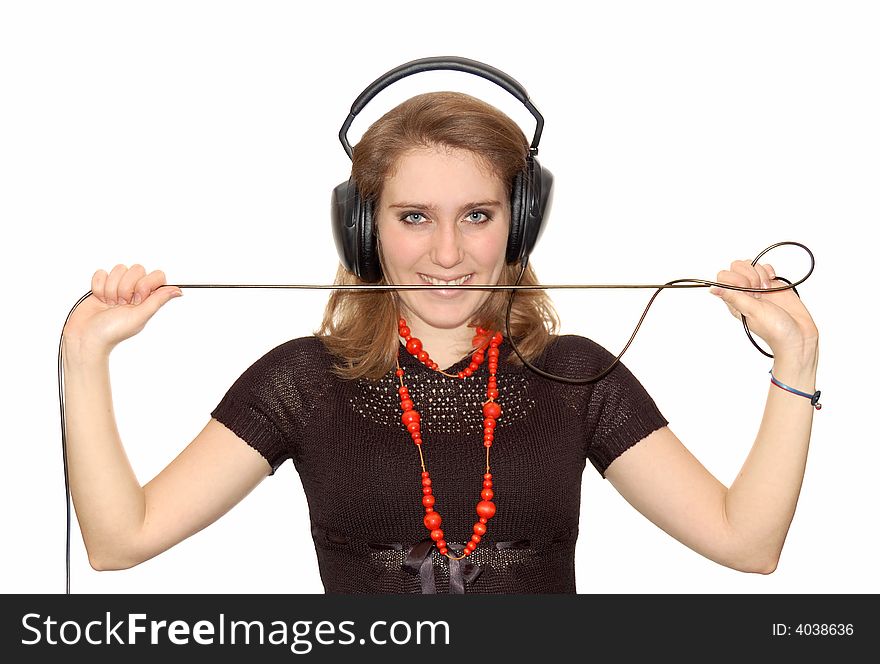 Beautiful young girl with headphones