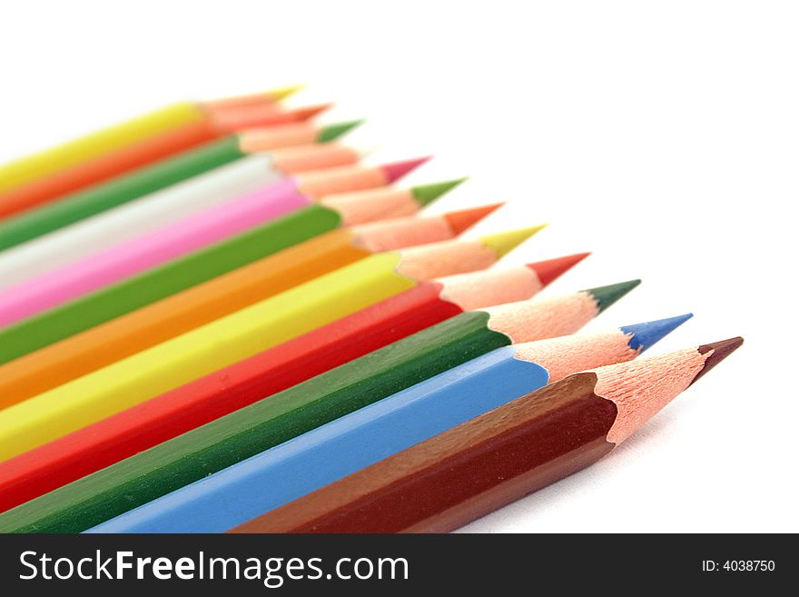 Colorful pencils isolated on white background