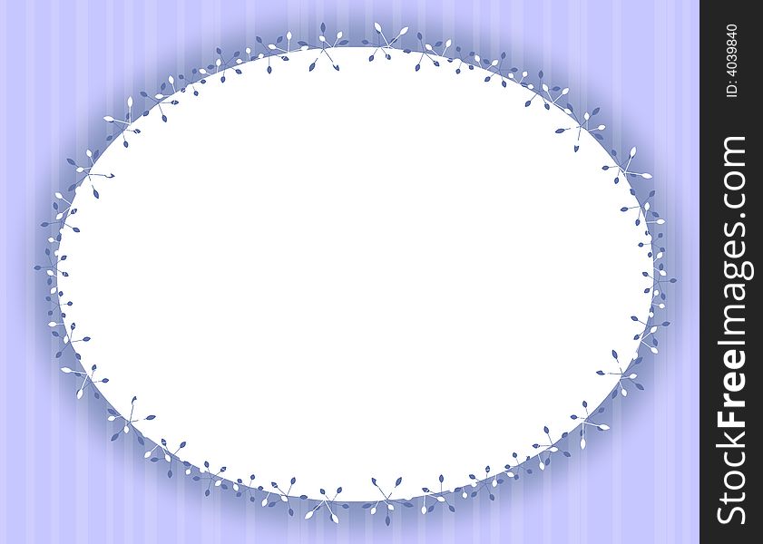 A background illustration featuring a white oval frame with decorative edging set against blue striped background with opaque white stripes. A background illustration featuring a white oval frame with decorative edging set against blue striped background with opaque white stripes