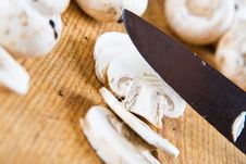Sliced Mushrooms With A Knife Royalty Free Stock Photos Sliced Mushrooms With A Knife Royalty Free Stock Photos
