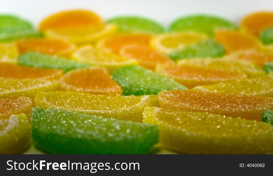Close-up of colourful fruit candies
