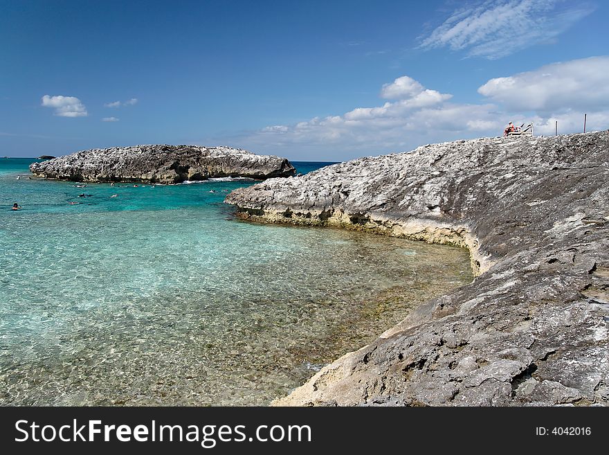 Coral reef with blue caribbean water. Coral reef with blue caribbean water