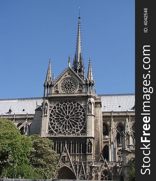 The Notre dame de paris church side view