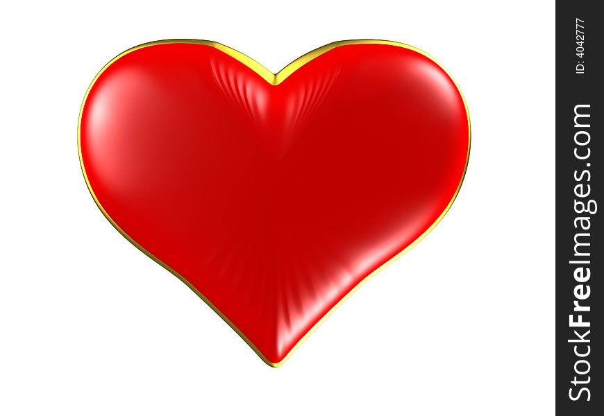 Isolated red heart with gold edging on white background. Please see some similar pictures from my portfolio