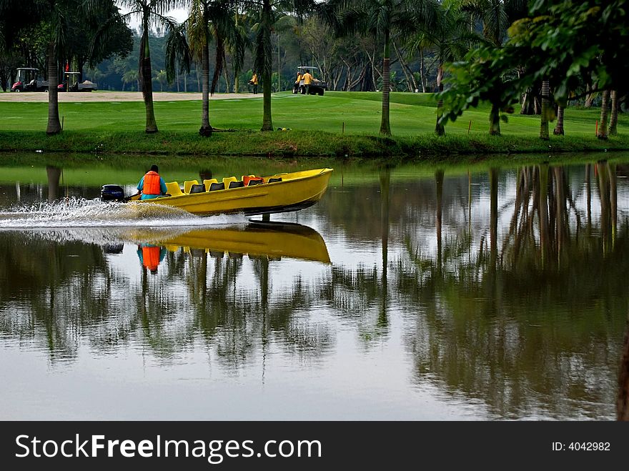 Speed Boat Sailing In The Lake