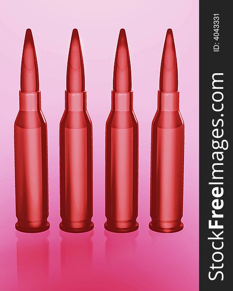 3d concept illustration of 4 bullets. 3d concept illustration of 4 bullets