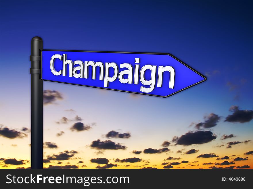 Champaign  arrow 3d concept illustration