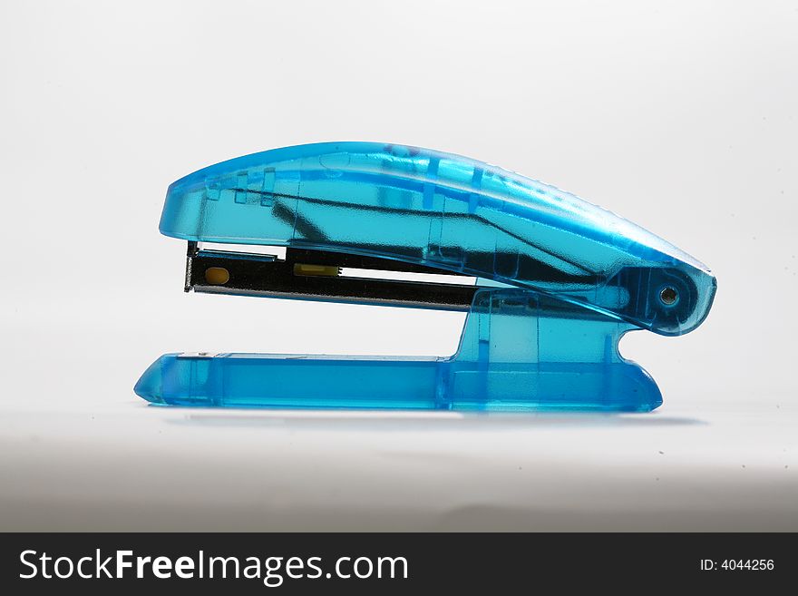 Blue plastic transparent big stapler. Blue plastic transparent big stapler