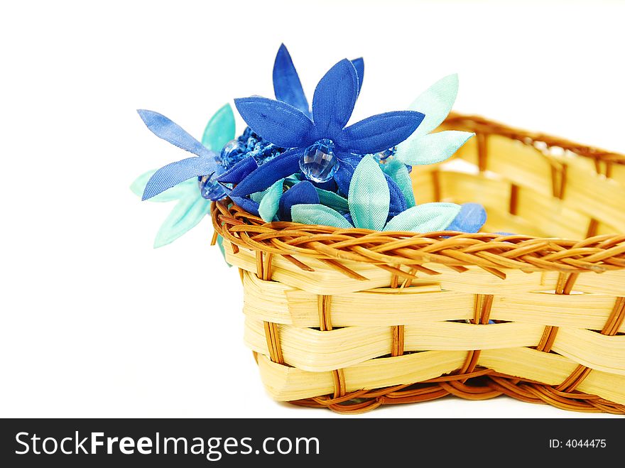 Plastic flower in a basket