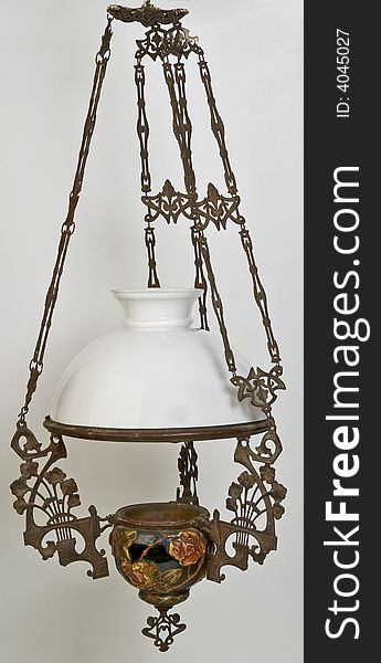 Rustic lamp on white bacground