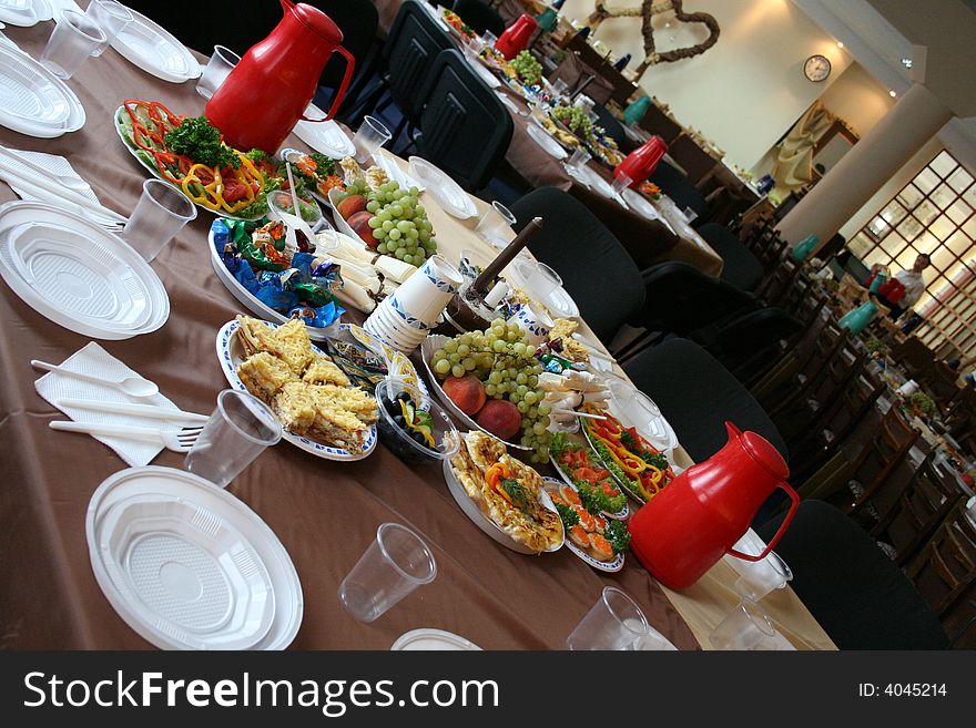 Wedding table with a food