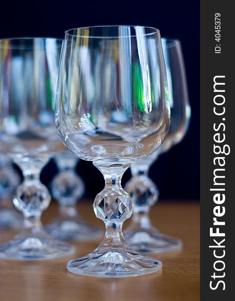 Empty wine glasses with nice colorful reflections