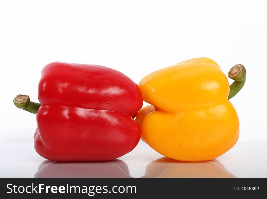 Red and yellow fresh paprika. Red and yellow fresh paprika