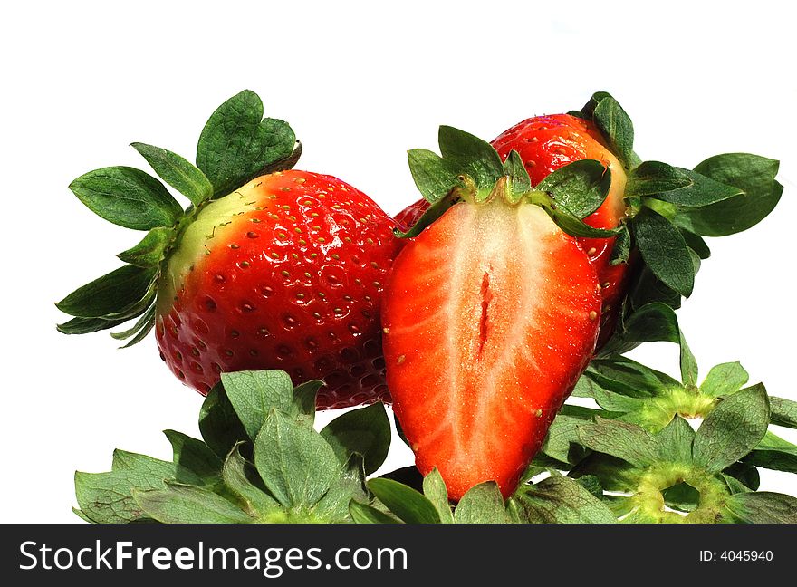 Perfect strawberries isolated on white. Perfect strawberries isolated on white