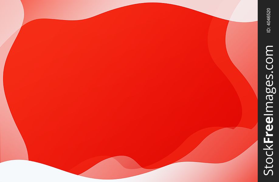 Red background with an abstract frame from waves