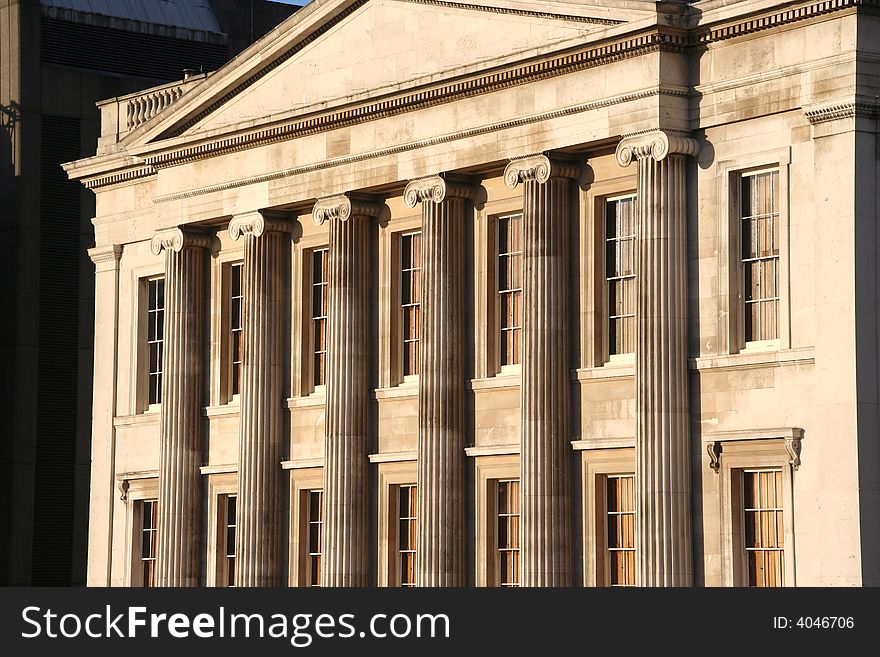 Classic building in London, with ionic columns