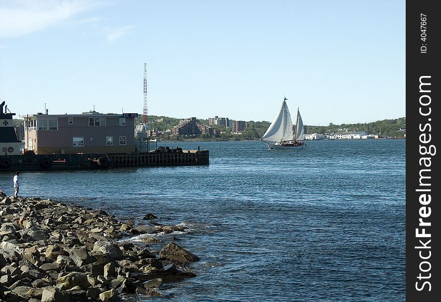 A sailing journey through a Canadian port.