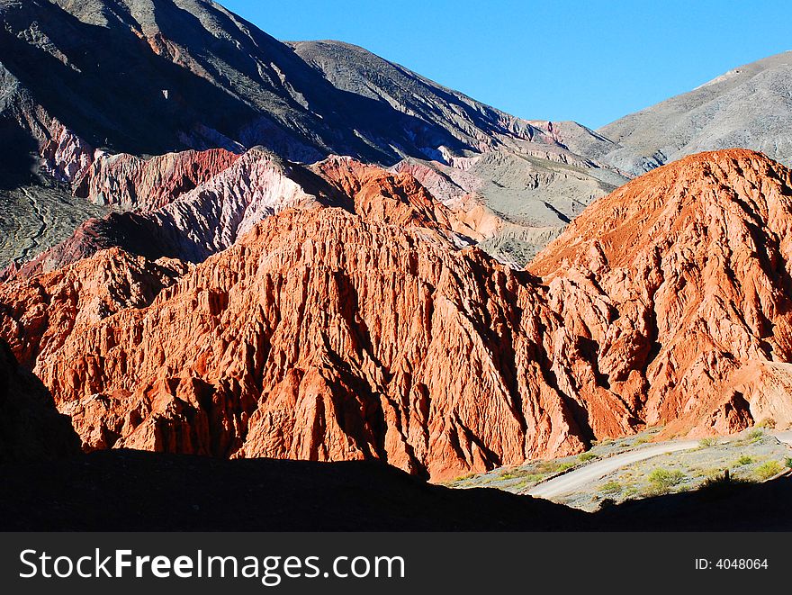 A large valley into mountains at the north of argentina