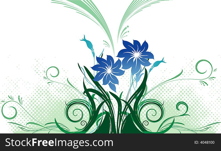Floral background with illustration drawing