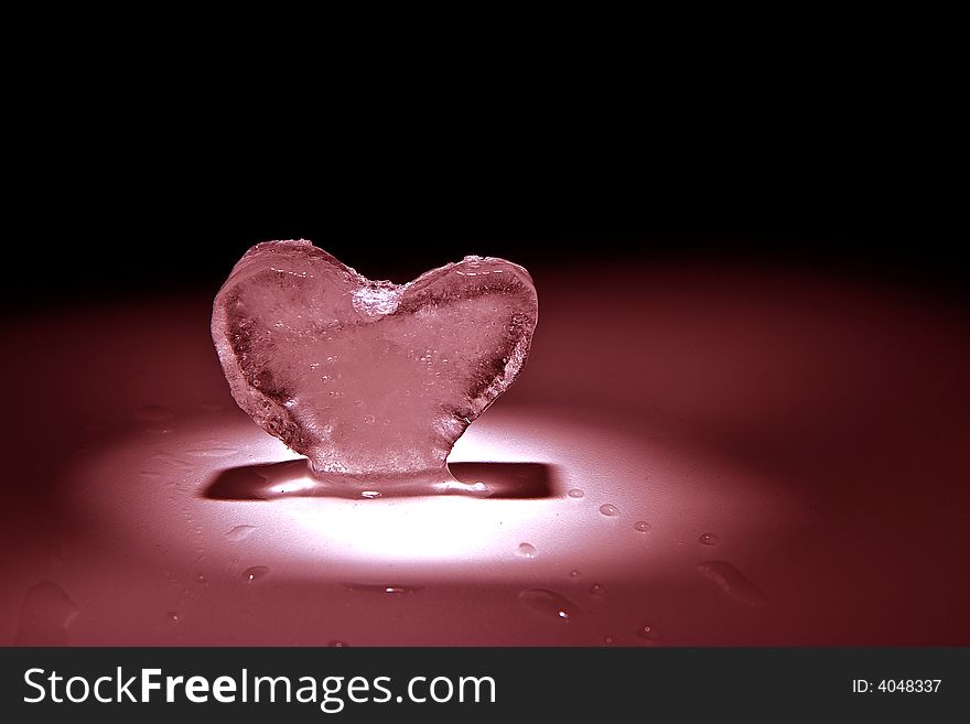 Ice heart on black background